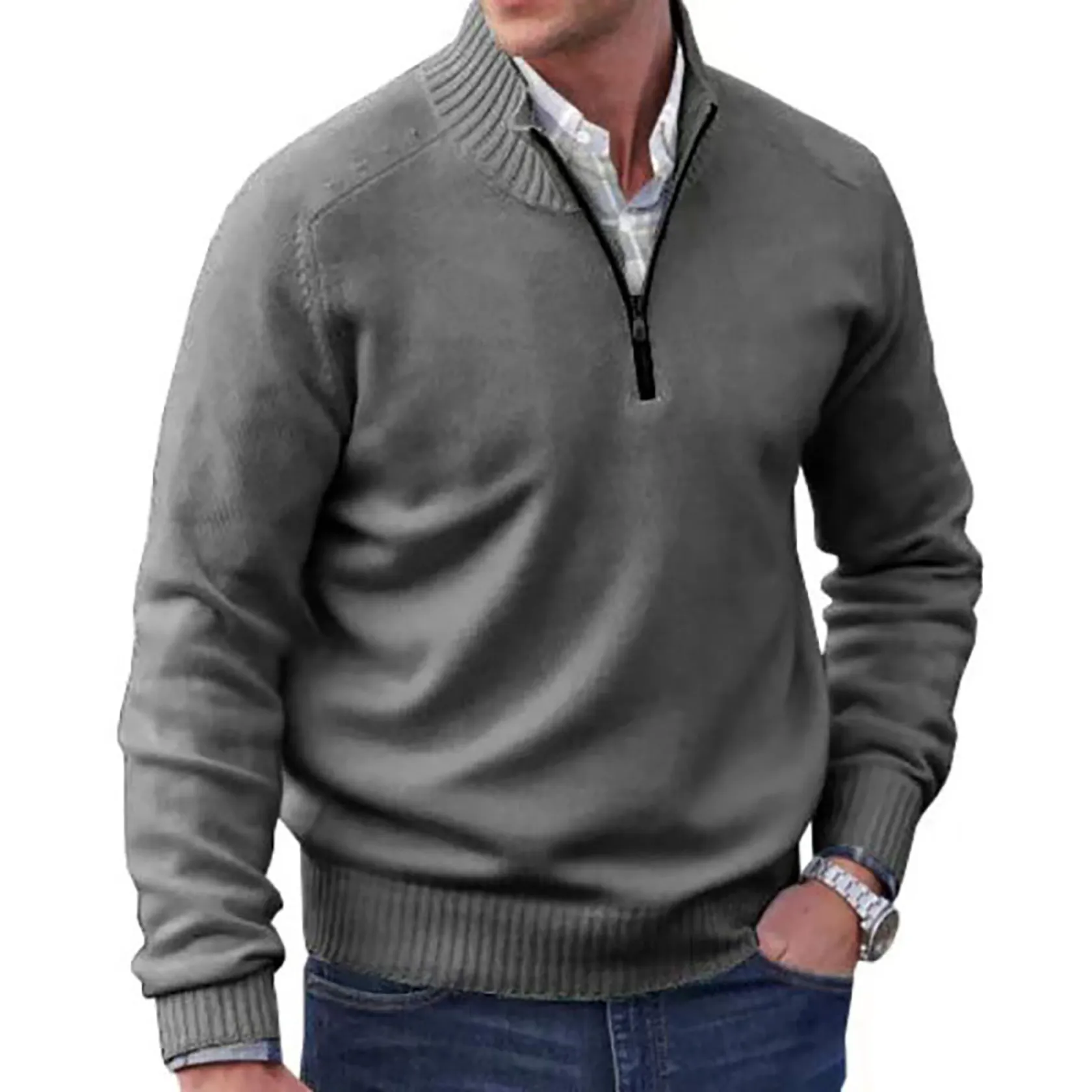 Men’s Zippered Cashmere Knit Sweater