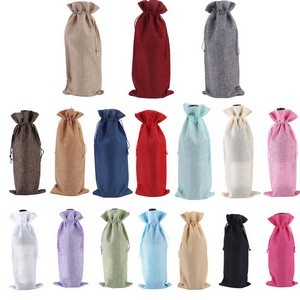 Reusable Burlap Wine Bottle Pouch