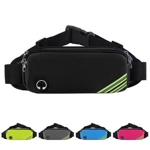 Elastic Running Fanny Pack with Separate Pocket and Headphone Jack