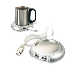 Cup Coaster Heater with 4 Port USB Hub