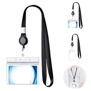 Card Holder with Retractable Reel and Lanyard