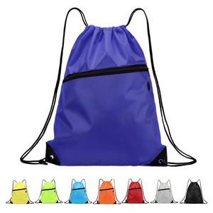 Drawstring Backpack with Front Zip Pocket