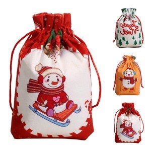 Christmas Polyester Drawstring Pouch