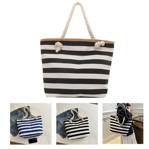 Canvas Striped Beach Bag