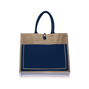 Jute Tote Bag with Button Closure