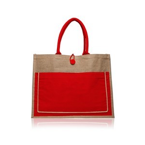 Jute Tote Bag with Button Closure