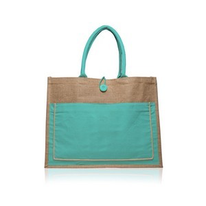 Jute Tote Bag with Button Closure