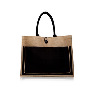 Jute Tote Bag with Button Closure