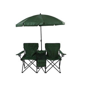 Umbrella with Two Folding Beach Chairs & Cooler Set