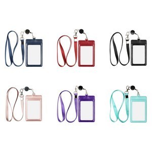 Leather Badge Holder with Detachable Lanyard