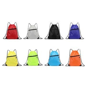 Drawstring Backpack with Front Zip Pocket