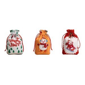 Christmas Polyester Drawstring Pouch