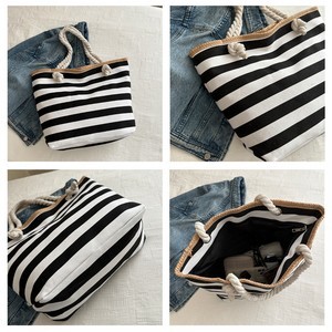 Canvas Striped Beach Bag
