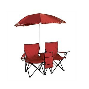 Umbrella with Two Folding Beach Chairs & Cooler Set