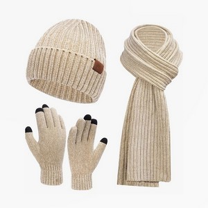 Polyester Winter Beanie Set