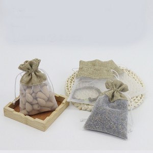 Linen Organza Patchwork Drawstring Gift Bag
