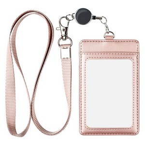Leather Badge Holder with Detachable Lanyard