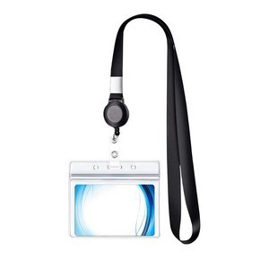 Card Holder with Retractable Reel and Lanyard