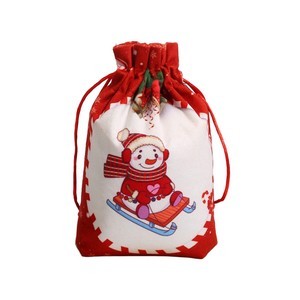 Christmas Polyester Drawstring Pouch
