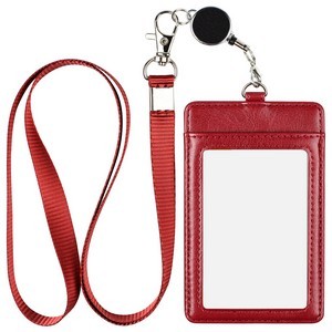 Leather Badge Holder with Detachable Lanyard