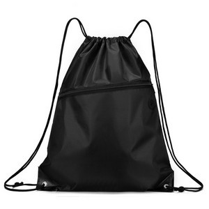 Drawstring Backpack with Front Zip Pocket