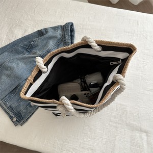 Canvas Striped Beach Bag