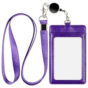 Leather Badge Holder with Detachable Lanyard