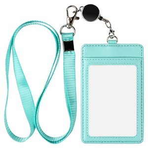 Leather Badge Holder with Detachable Lanyard