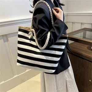 Canvas Striped Beach Bag