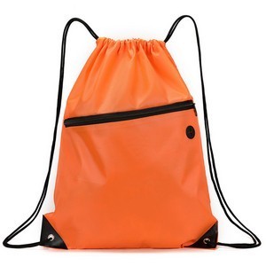 Drawstring Backpack with Front Zip Pocket