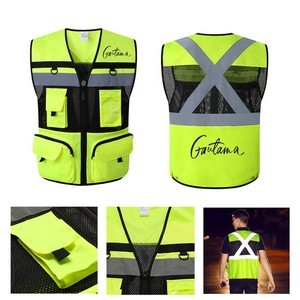 Reflective Safety High Visibility Mesh Vest with Pocket