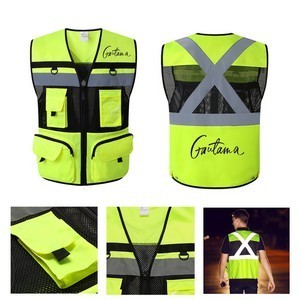 Reflective Safety High Visibility Mesh Vest with Pocket