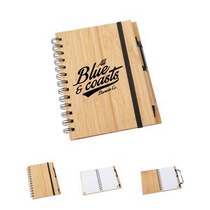 Eco-Friendly Bamboo Notebook Set with Pen