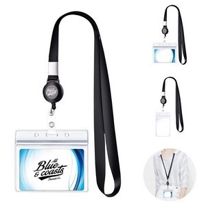 Card Holder with Retractable Reel and Lanyard