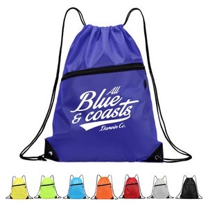Drawstring Backpack with Front Zip Pocket