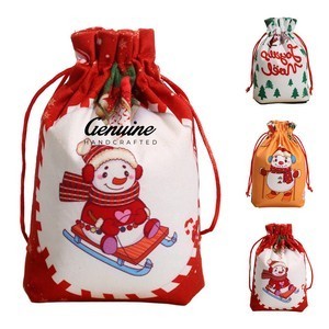 Christmas Polyester Drawstring Pouch