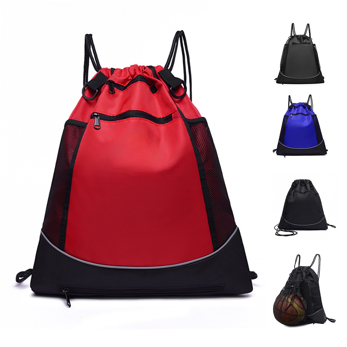 Waterproof Basketball Drawstring Backpack with Compartments