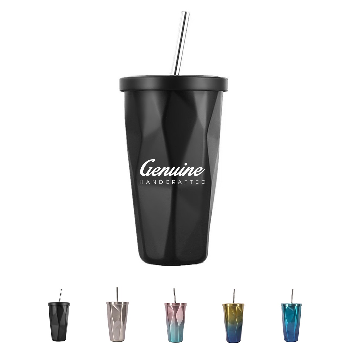 16oz Stainless Steel Vacuum Insulated Tumbler with Lid and Straw