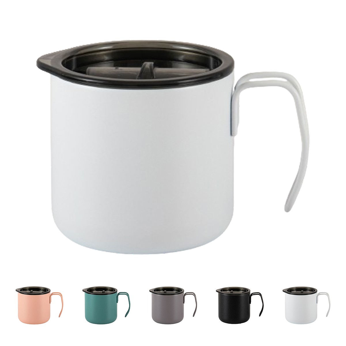 12oz Stainless Steel Vacuum Insulated Mug with Handle and Lid and Slide Opening