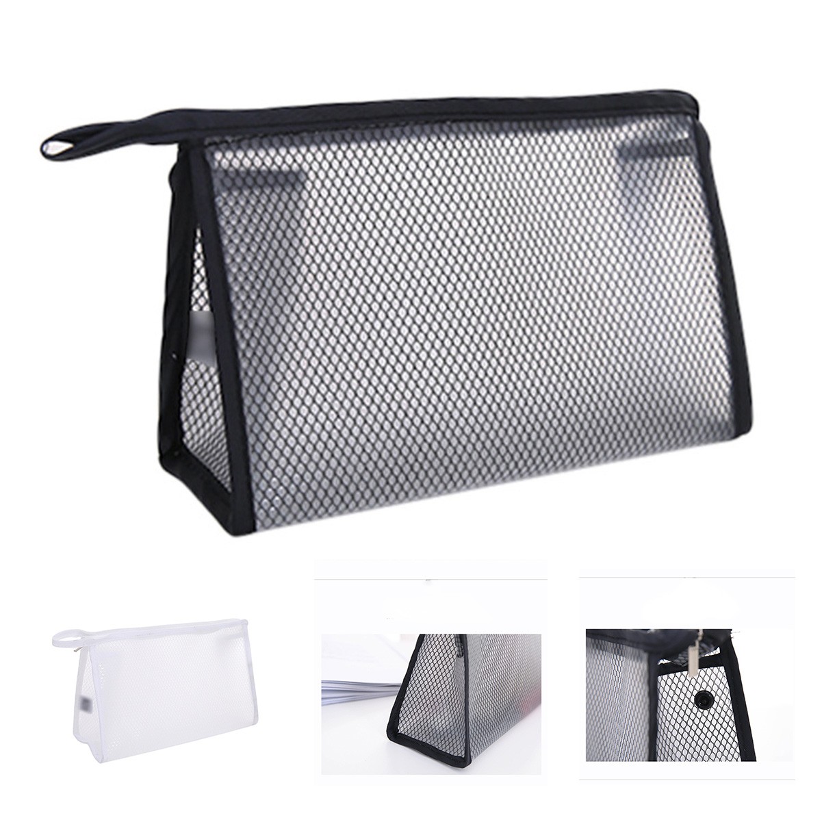 PVC Mesh Translucent Handled Travel Makeup Bag