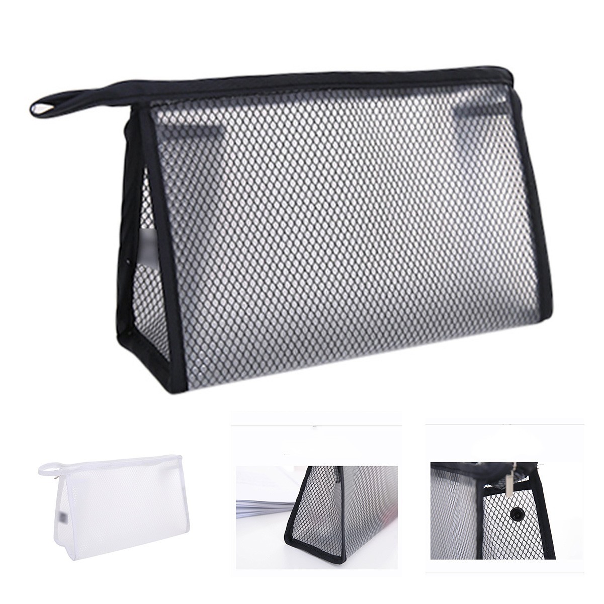 PVC Mesh Translucent Handled Travel Makeup Bag