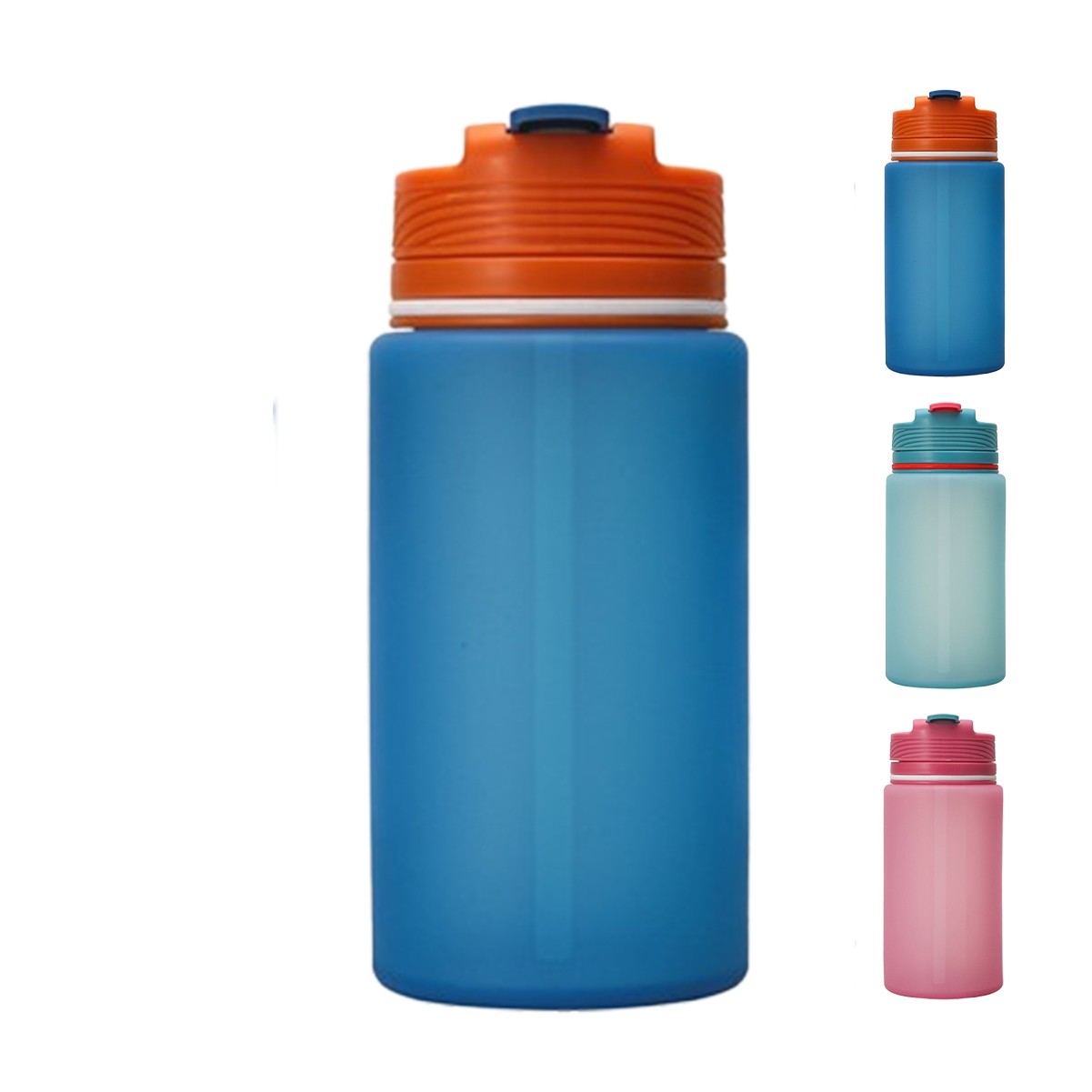 24oz Collapsible Silicone Travel Water Bottle with Leak-Proof Folding Straw Lid