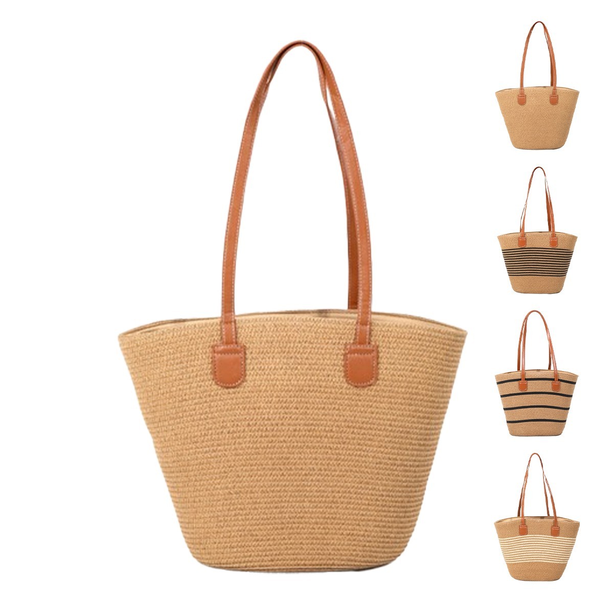 Handwoven Straw Shoulder Tote Bag