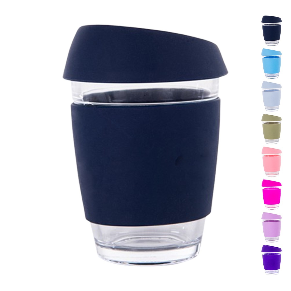 12oz Borosilicate Glass Tumbler with Silicone Sleeve and Sip-Top Lid