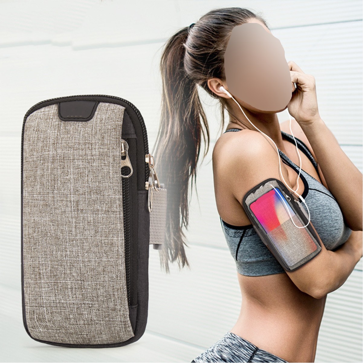 Sporty Arm Band with Sweat-proof Phone Pocket