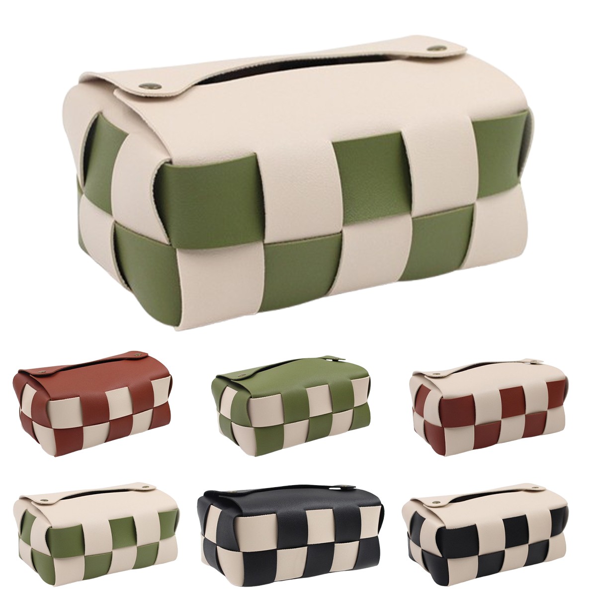 Woven PU Leather Tissue Bag