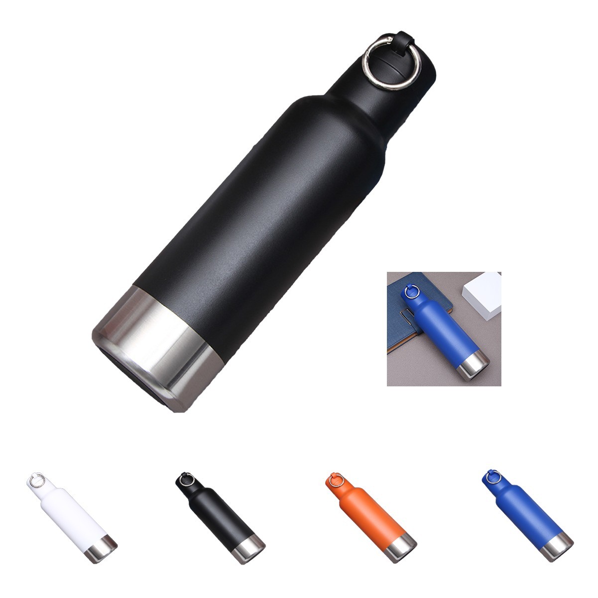 17oz Stainless Steel Double-Layer Vacuum Bottle with Carry Handle