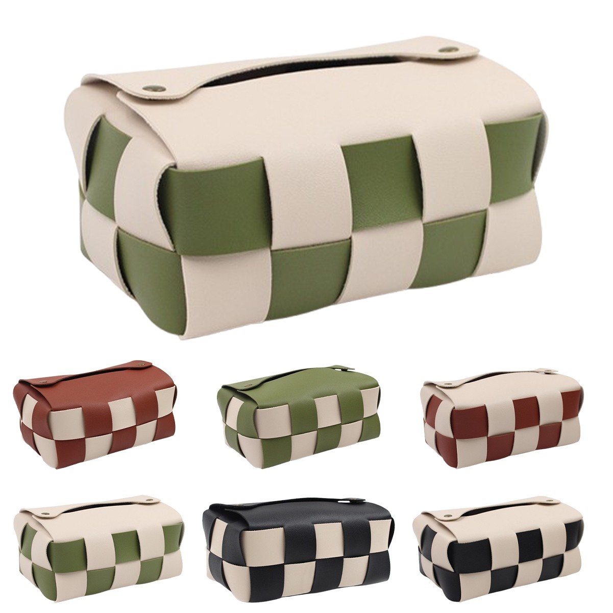 Woven PU Leather Tissue Bag