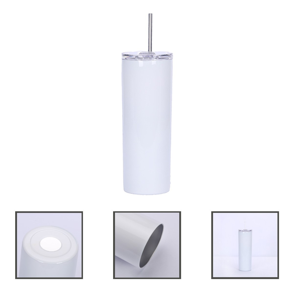 20oz Stainless Steel Double-Layer Insulation Tumbler with Splash Cover and Straw