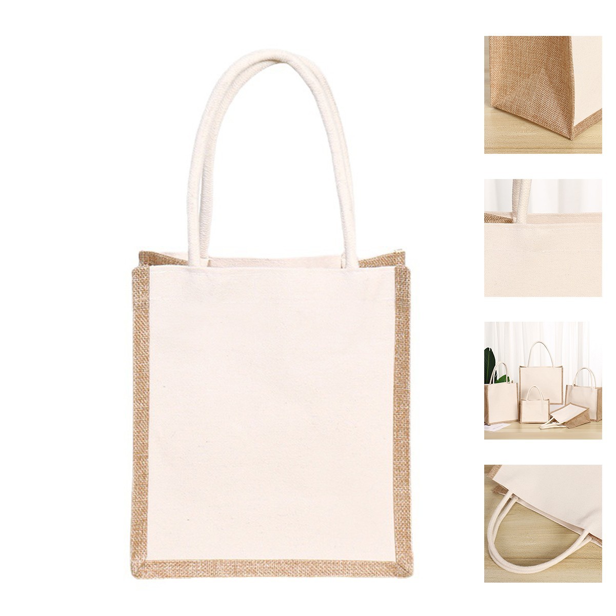 Natural Burlap Fiber Waterproof Tote Bag